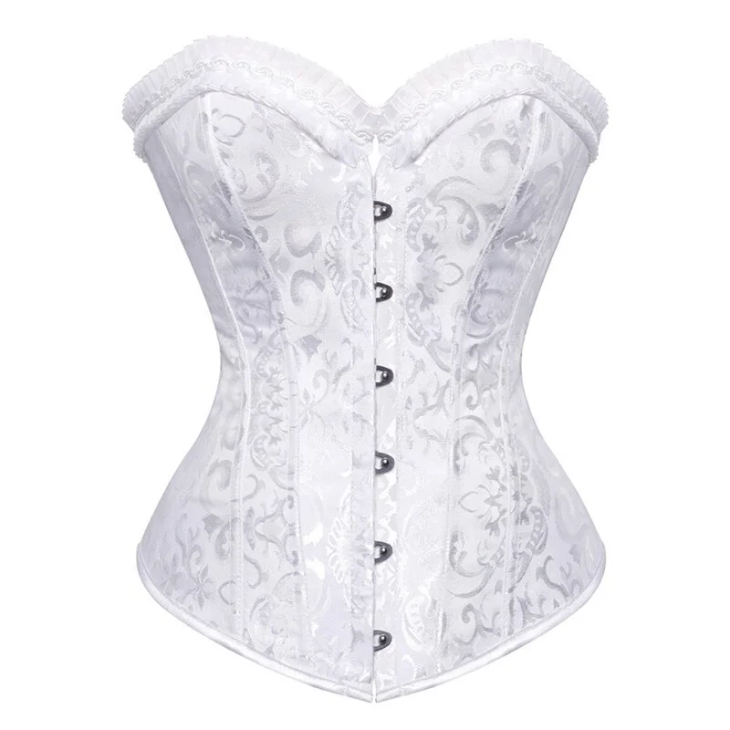 Billionm Sapubonva womens satin gothic corsets and bustiers tops steel boned overbust corset sexy lingerie corset plus size black white