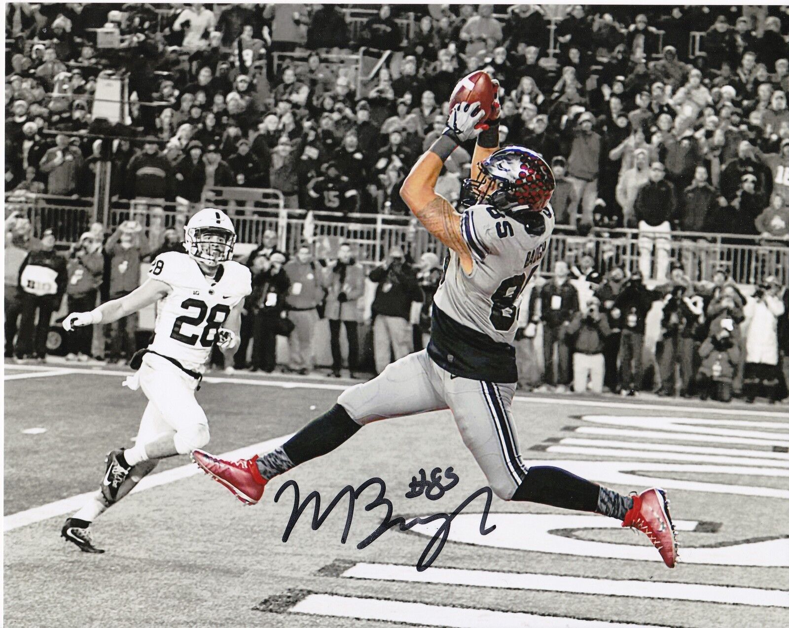 MARCUS BAUGH OHIO STATE BUCKEYES ACTION SIGNED 8x10