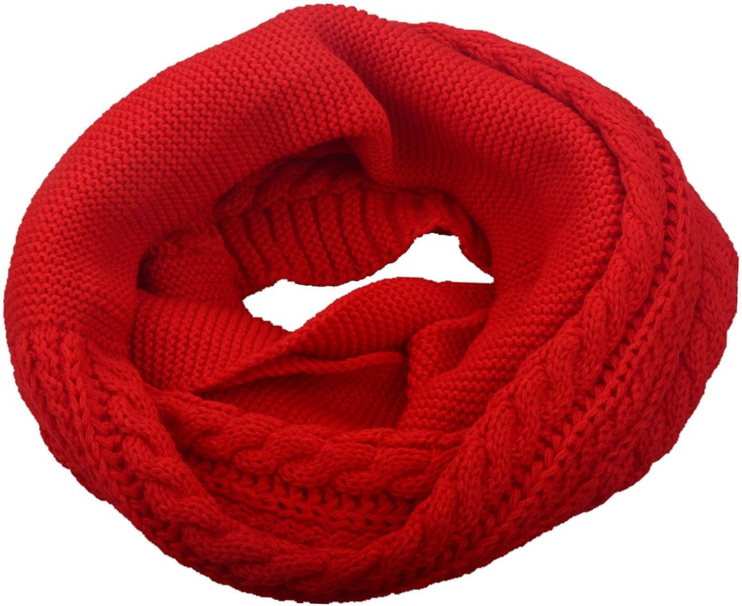 Womens Thick Ribbed Knit Winter Infinity Circle Loop Scarf
