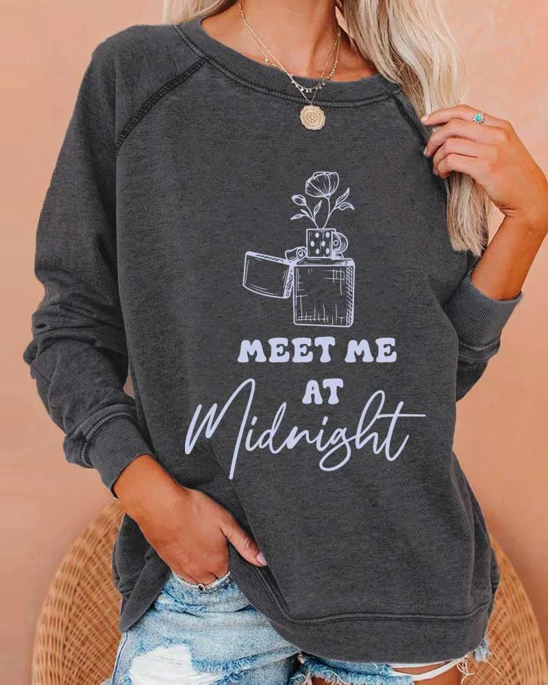 Taylor Meet Me At Midnight Deep Gray Sweatshirt