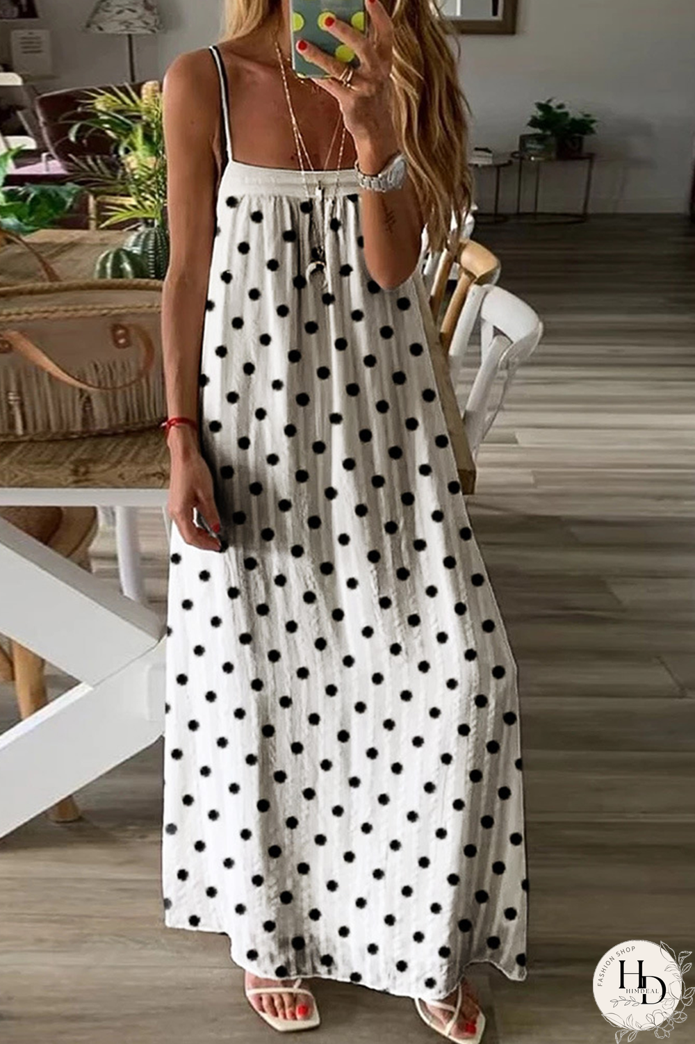 Casual Print Split Joint Spaghetti Strap Straight Dresses