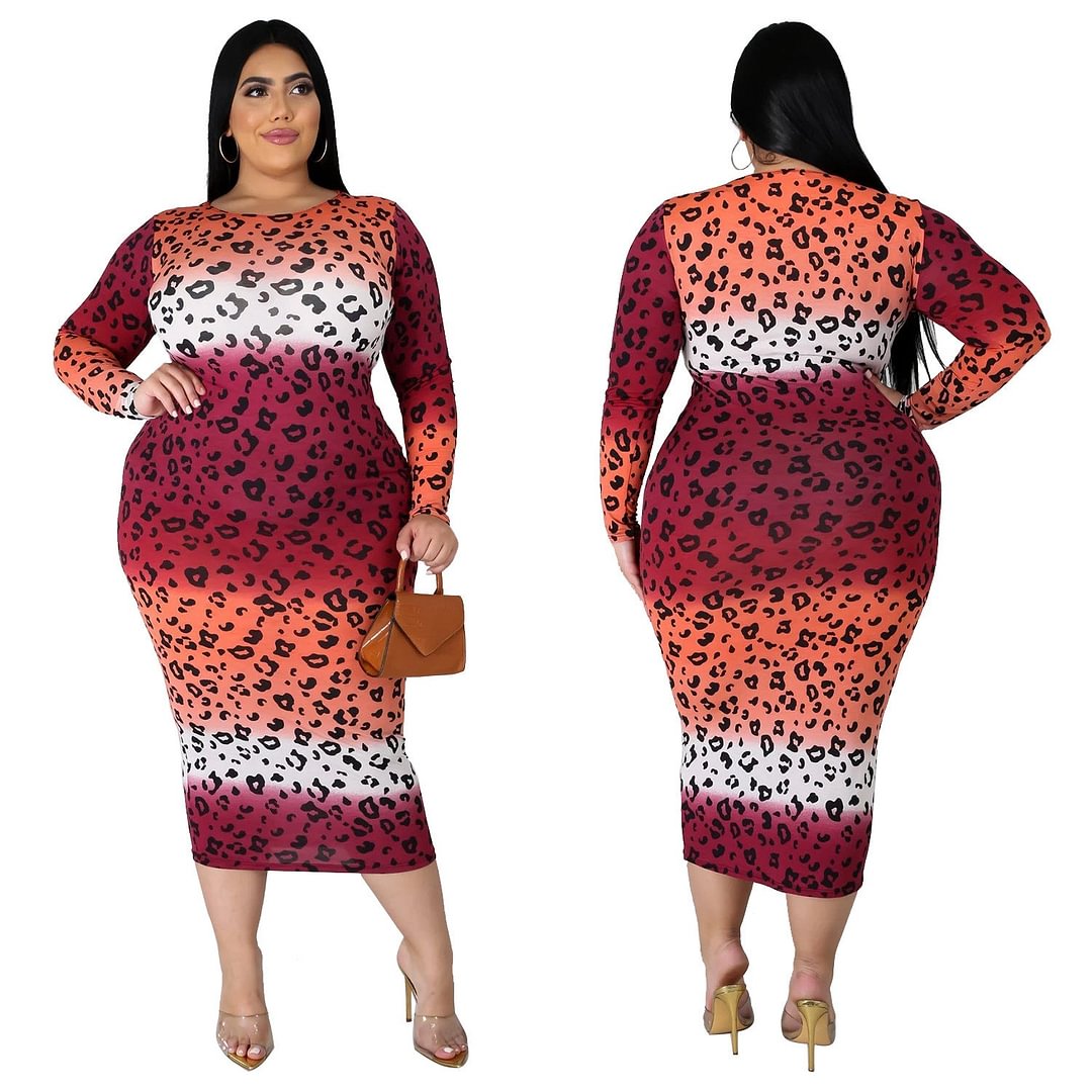 Women's Plus Size Multi-color Gradient Dress