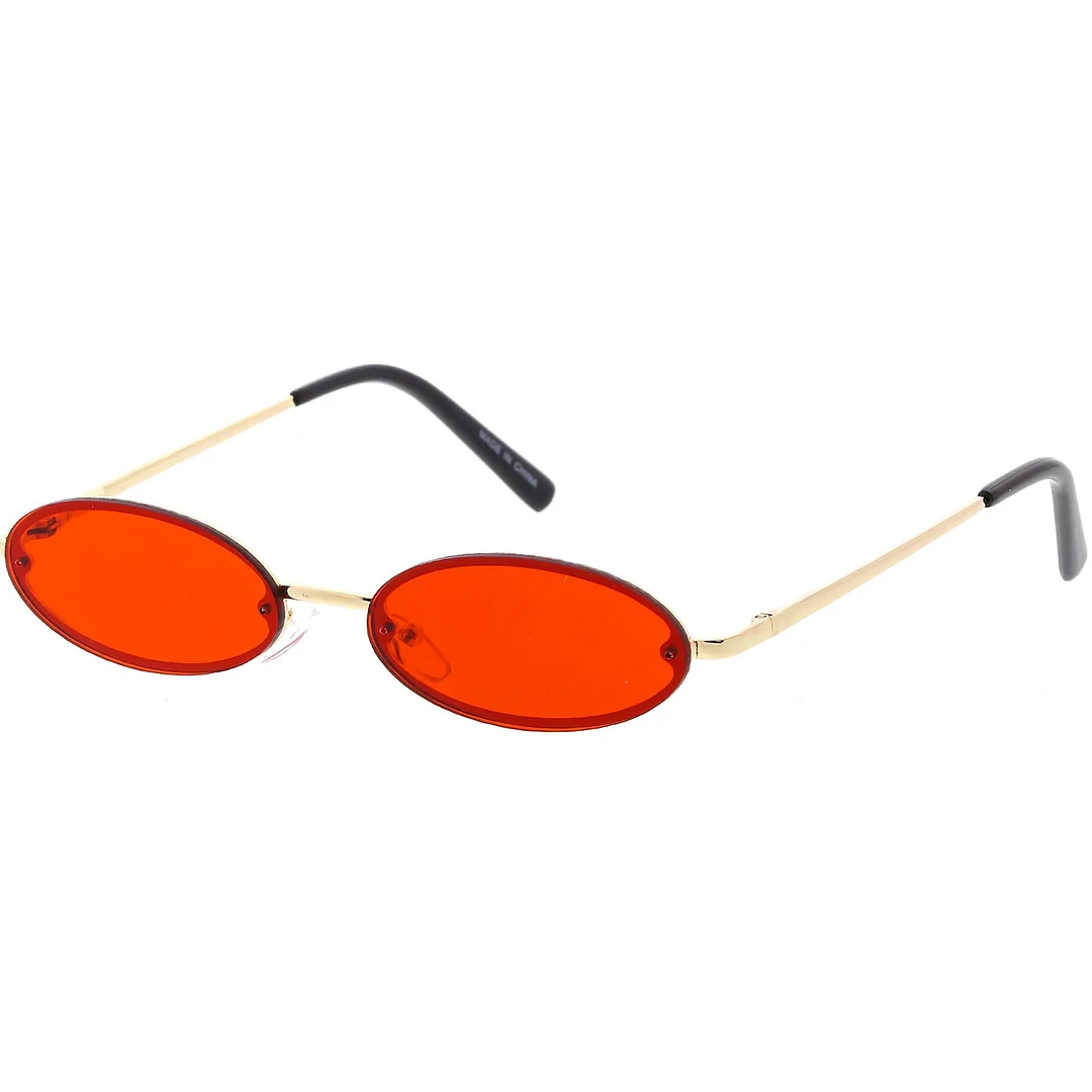 Retro Small Rimless Oval glasses Slim Arms Color Tinted Lens 54mm