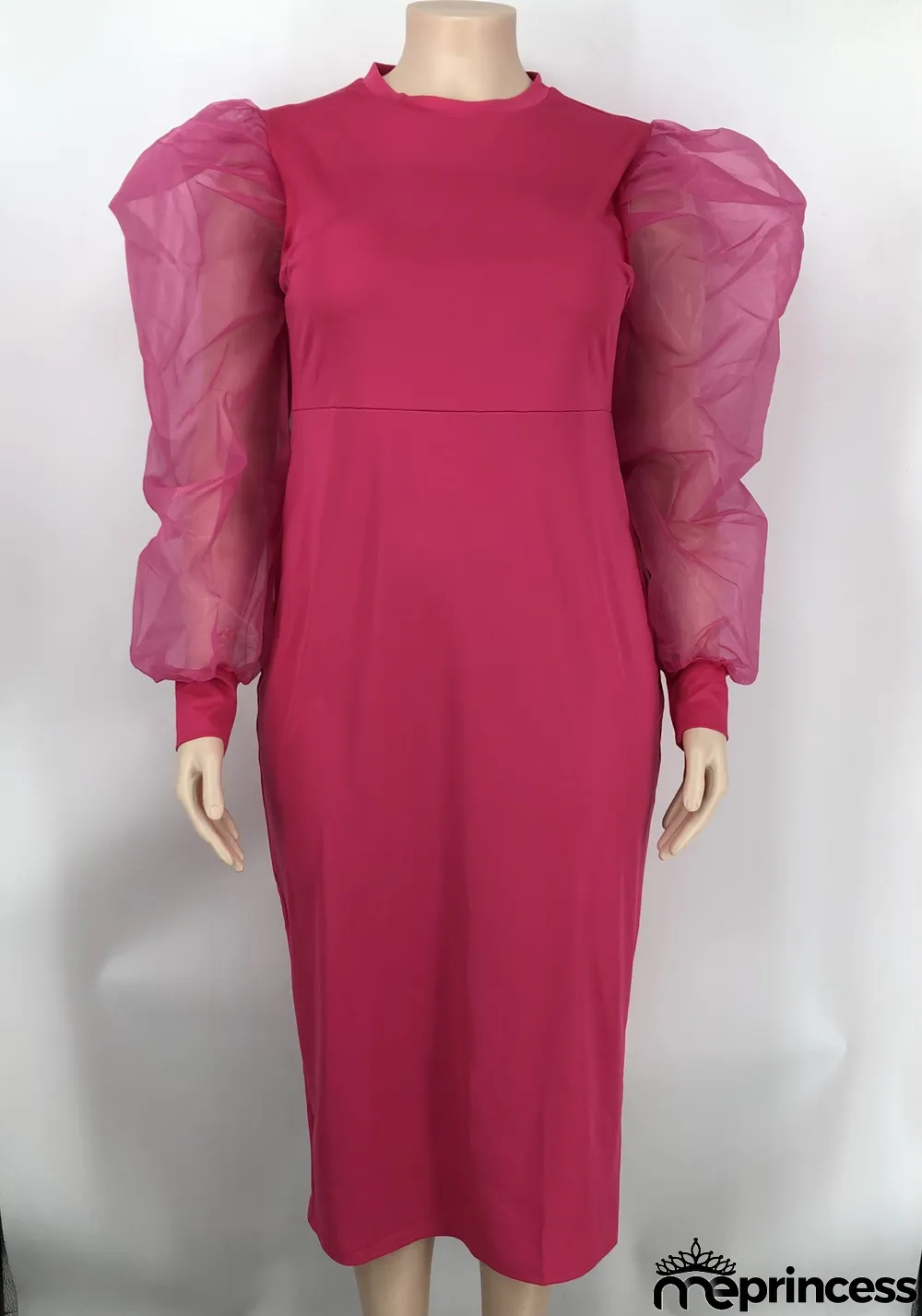 Solid Yarn Sleeves V-Neck Plus Size Long Dress