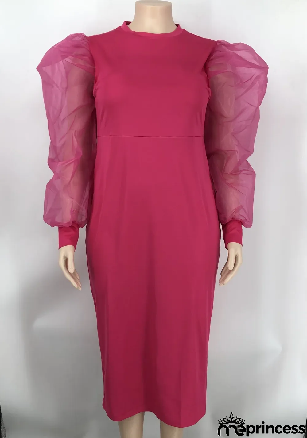 Solid Yarn Sleeves V-Neck Plus Size Long Dress