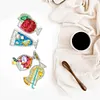 4pcs DIY Beverages Full Drill Special Shaped Diamond Painting Keychains Gifts