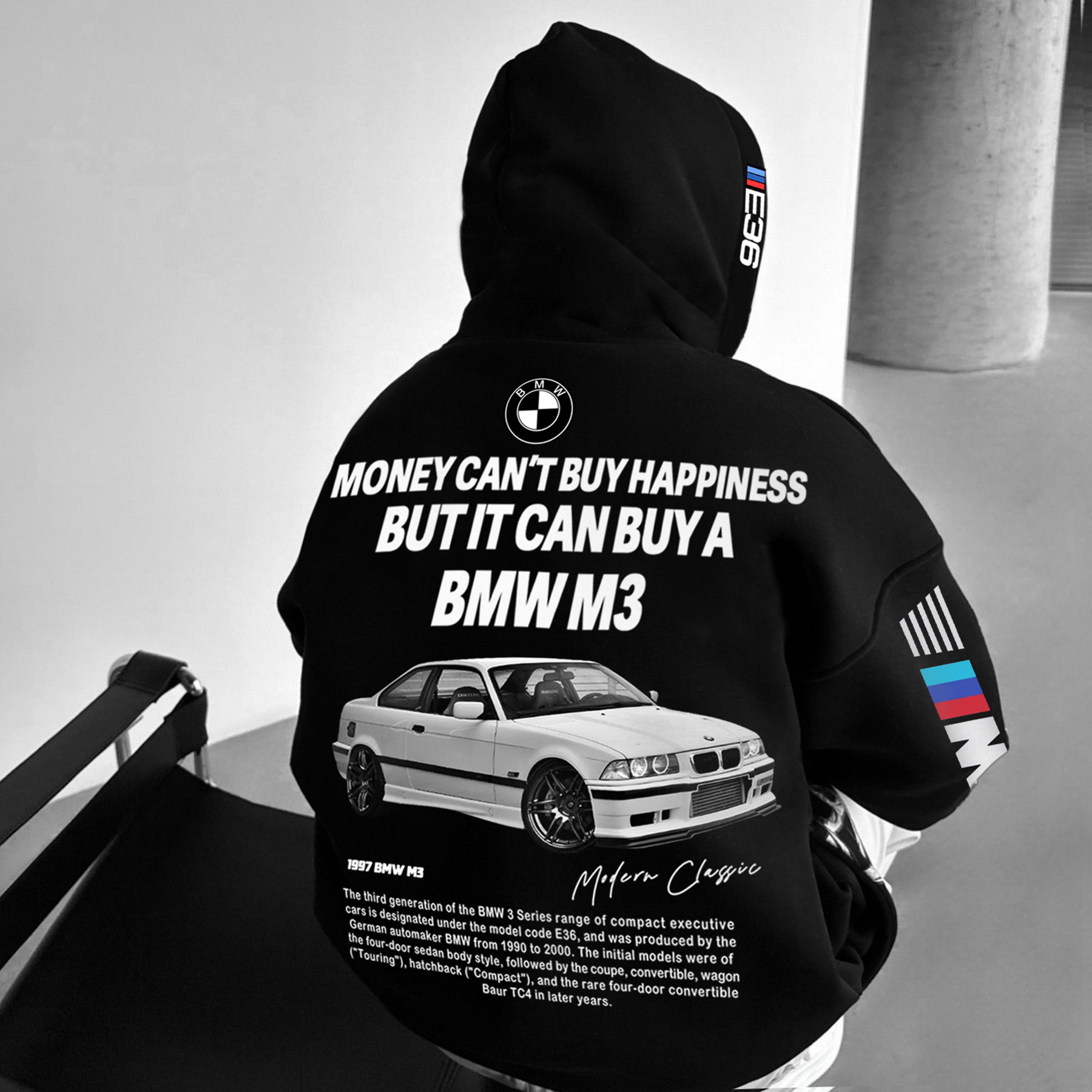 E36 Silber Bullet Oversize Sports Car Hoodie