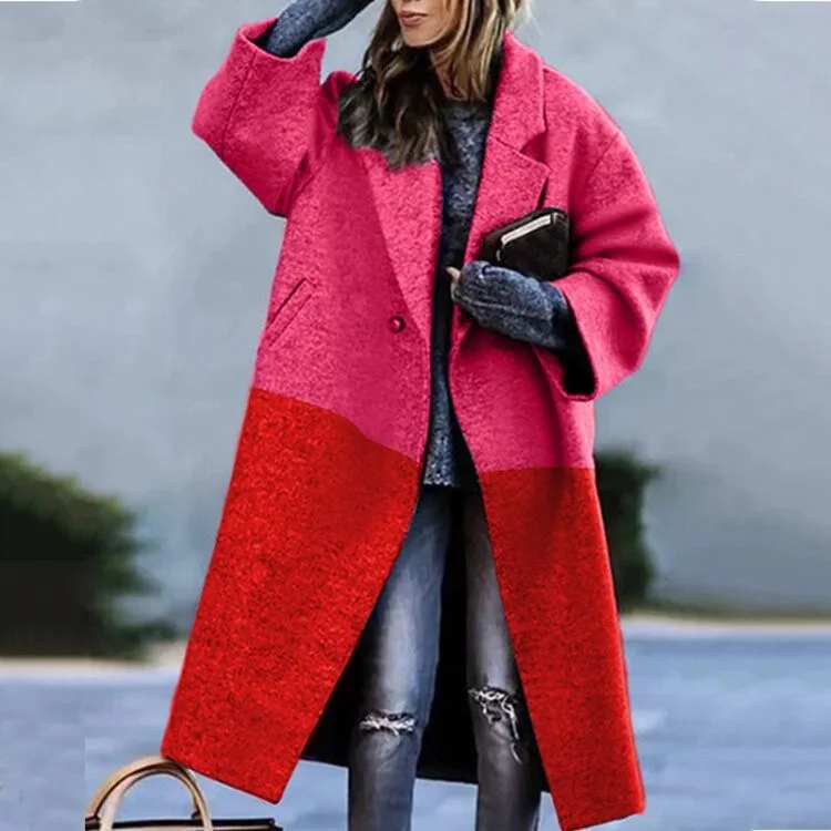 Brownm Brownm New 2025 Autumn Women's Long-Sleeved Collar Coat Prints The Long Coat