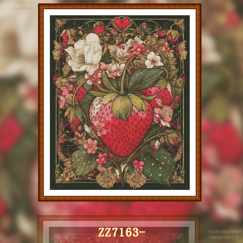 [ZZ7163-Strawberry Heart] Cross Stitch 2025 New Small Thread Embroidery Living Room Dining Room Simple and Cute Painting Fairy Cross Stitch