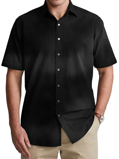 Men's Casual Gradient Distressed Short Sleeve Lapel Shirt