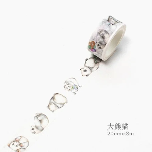 1 Roll/set Vintage Washi Tape Panda Feather Bottle Decorative Tape for DIY Album Diary Planner Masking Tape 8m