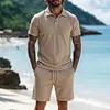 Men's Casual Vacation Polo Shirt And Shorts Set by Inlyline