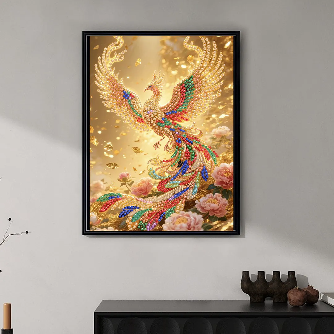 Pearl Painting Kit for Adults Golden Phoenix 11.81x15.75in