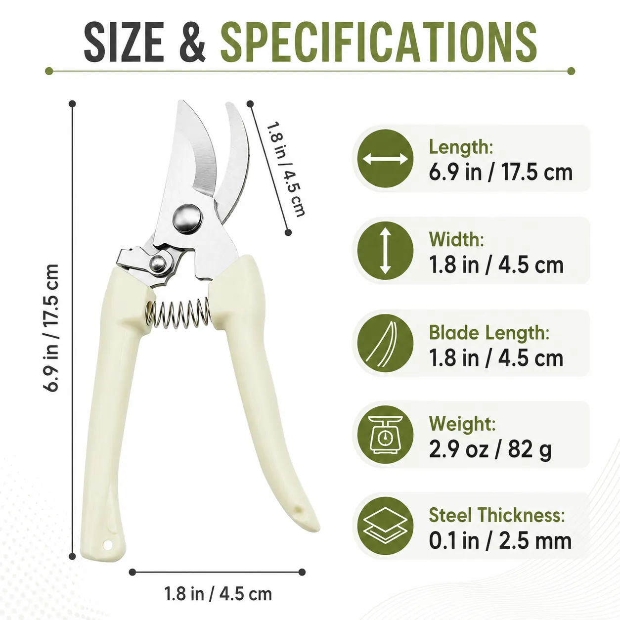 Compact Curved-Blade Garden Pruning Shears