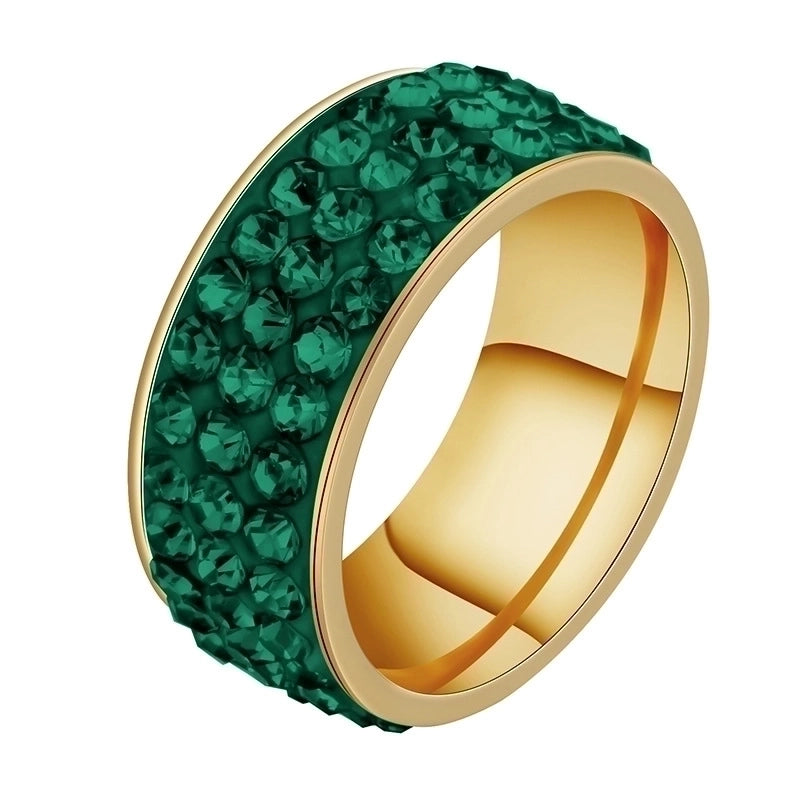 Titanium&stainless Steel Fashion Geometric Ring (three Rows Of Clay – Black Rhinestone – 5) Nhhf0001-three-rows-of-clay-black-rhinestone-5