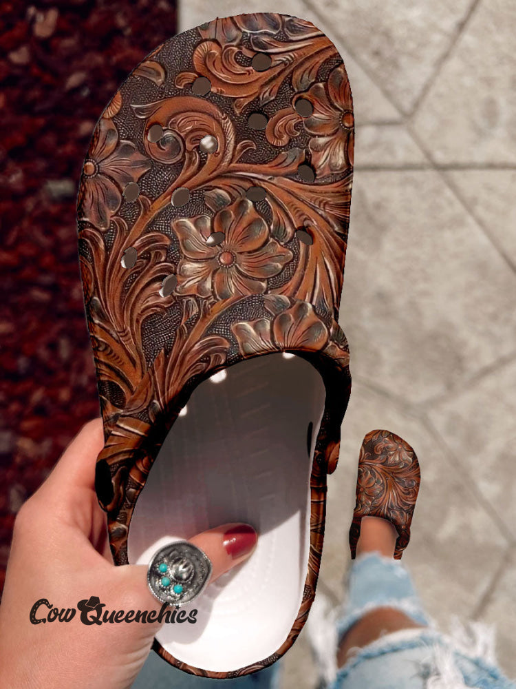 Vintage Art Print Casual Hole Slippers Multicolor / 36