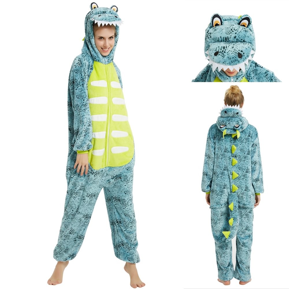 Onesie Kigurumi Pajamas Print Frog Adult's Flannel blue Frog Winter Sleepwear Animal Costume-Pajamasbuy