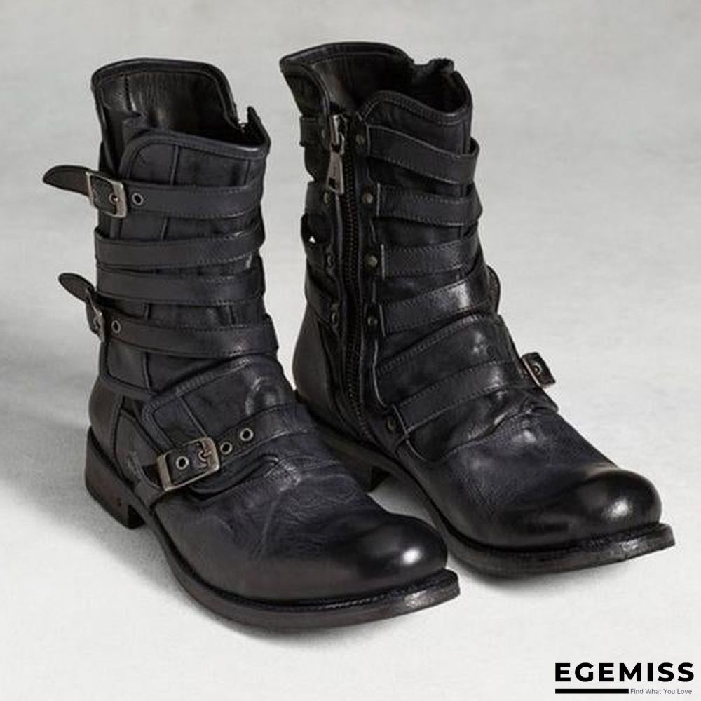 Men's Retro Multiple Buckle Retro Ankle Boots | EGEMISS