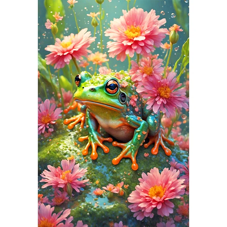 Flower And Frog 40*60CM (Canvas) Full Round Drill Diamond Painting gbfke