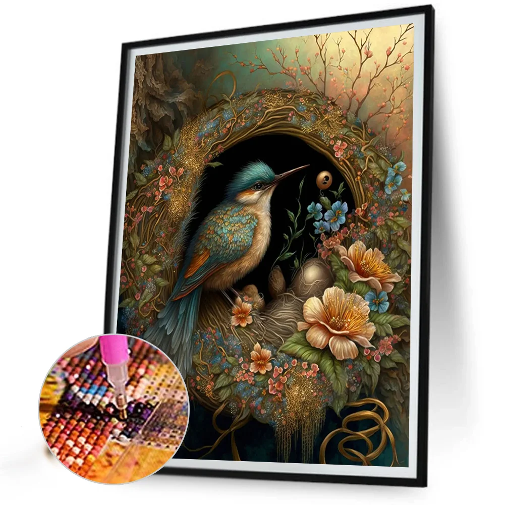 Partial AB Diamond Painting - Full Round Drill - Bird Nest(Canvas|45*55cm)