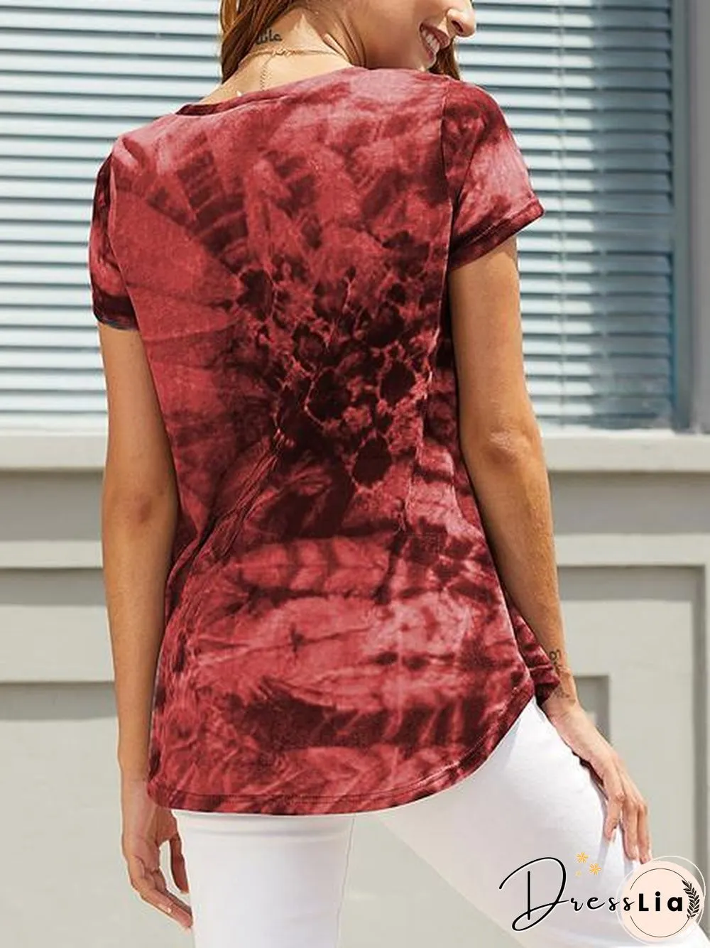 Short Sleeve Tie-Dye Print T-Shirt
