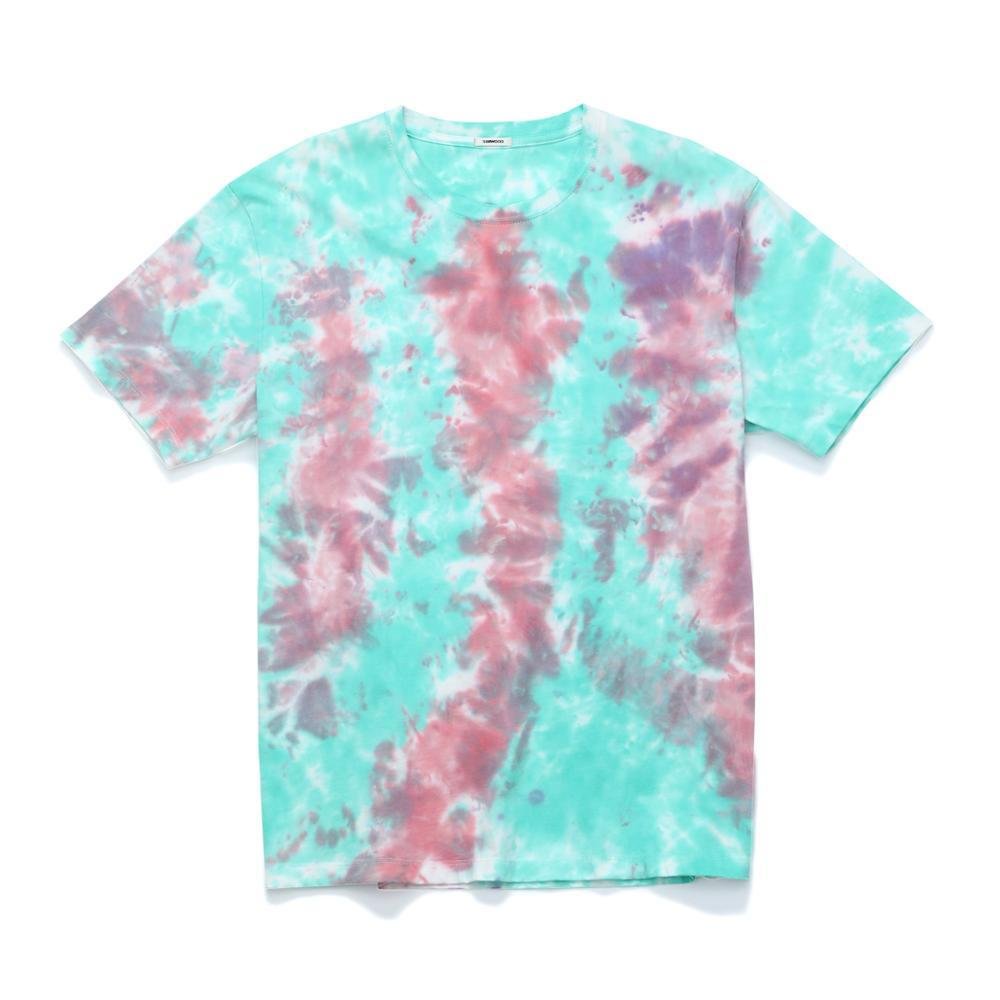 SIMWOOD 2021 summer new t-shirt fashion tie dyed contrast color hippe streetwear tops 100% cotton brand clothing SJ150118