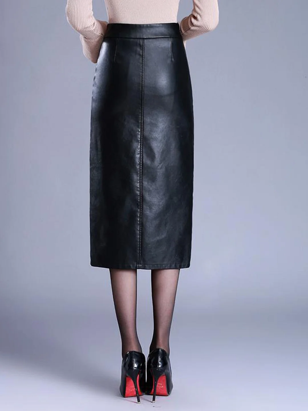 Black Solid Work Skirt