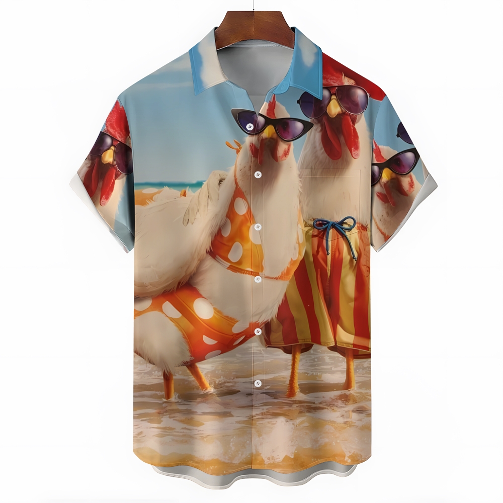 Cartoon Duck Beach Theme Hawaiian Shirt