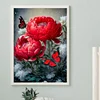 Papillon pivoine-plein diamant rond peinture-30 * 40cm