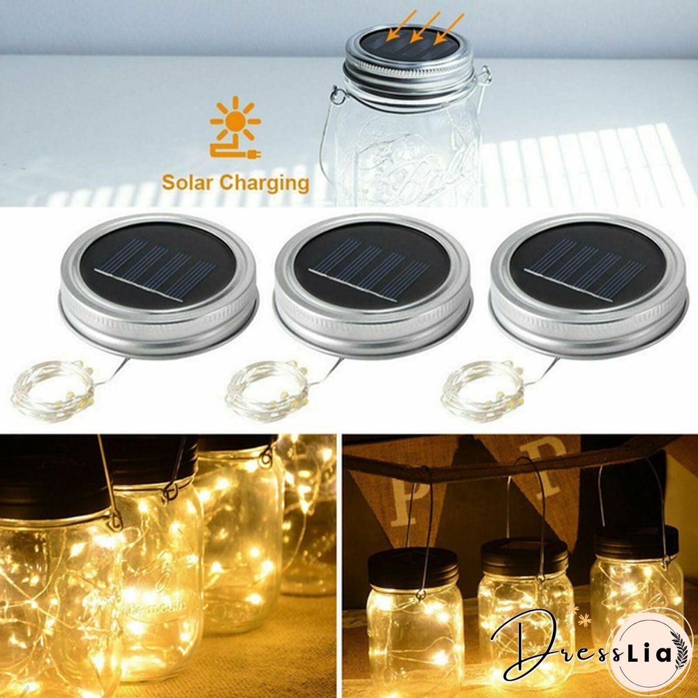 5/10/15 Pack Solar Powered Lid Lights 200cm 20 LEDs Mason Jar Solar Lights with Hangers , Indoor or Outdoor Usage for Wedding Christmas Holiday Party Decor (Jars Not Included)