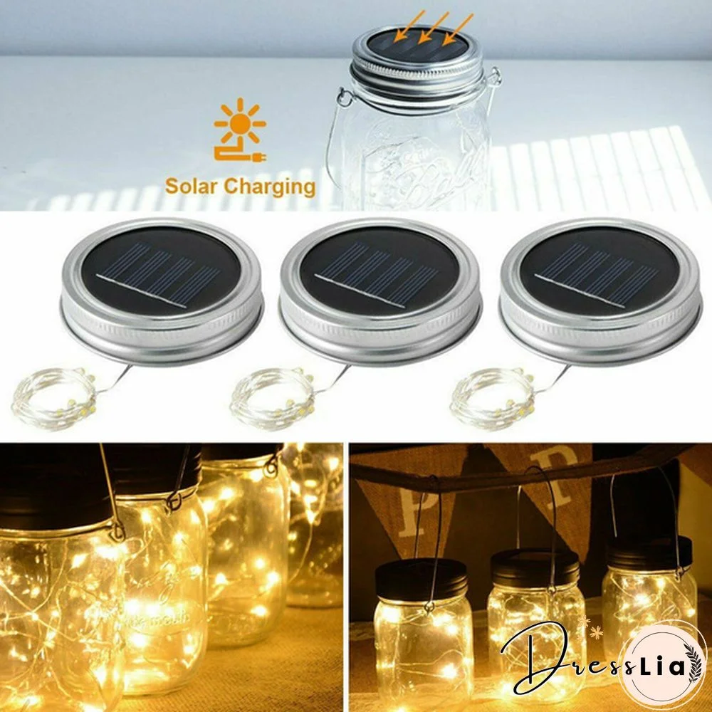 5/10/15 Pack Solar Powered Lid Lights 200cm 20 LEDs Mason Jar Solar Lights with Hangers , Indoor or Outdoor Usage for Wedding Christmas Holiday Party Decor (Jars Not Included)