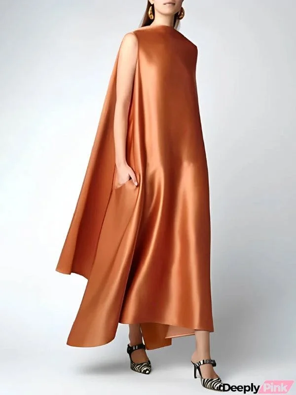 Loose Sleeveless Solid Color Round-Neck Maxi Dresses