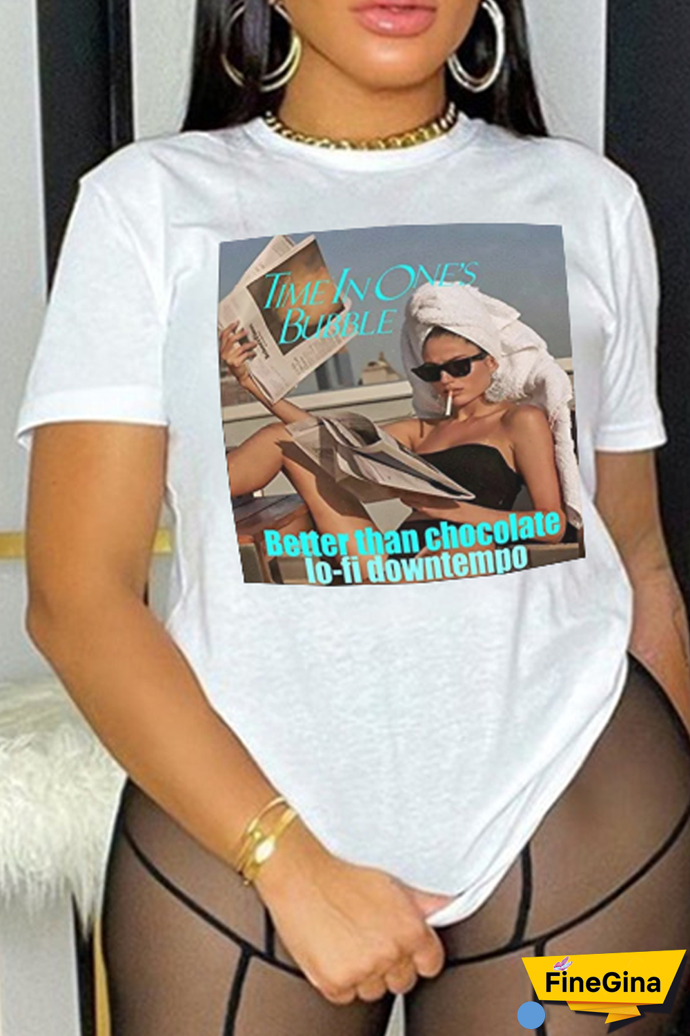 White Casual Daily Print Patchwork O Neck T-Shirts