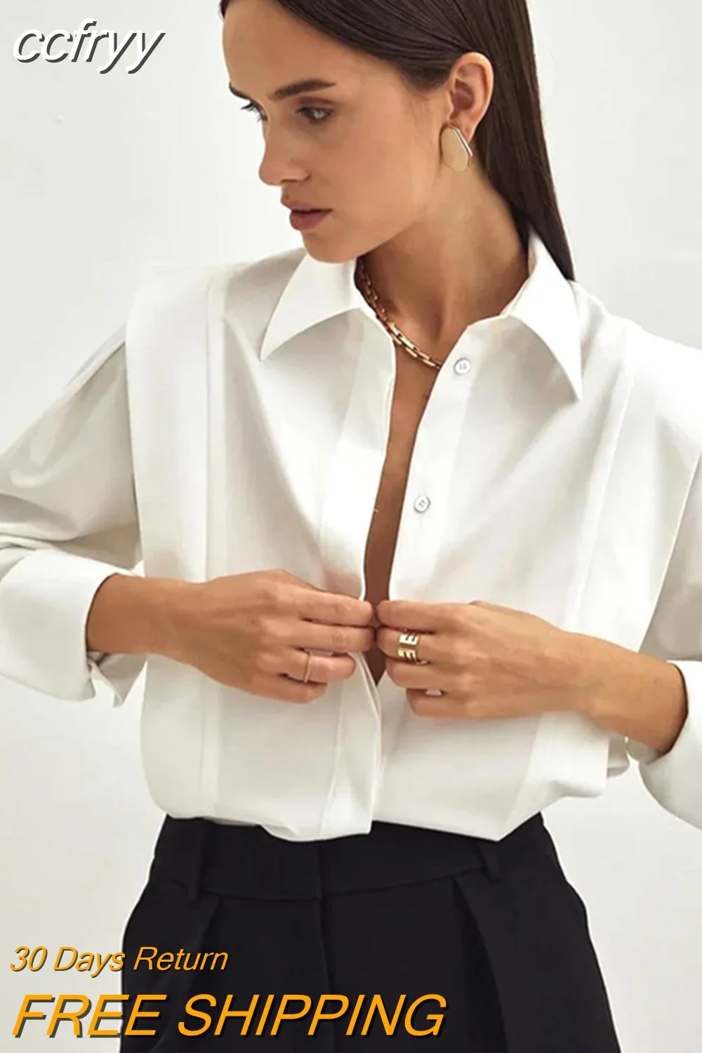Huibahe 2023 Spring New Elegant Long Sleeve Women White Shirt Office Lady Button Up Women Tunic Blouse Work Female Tops Clothing