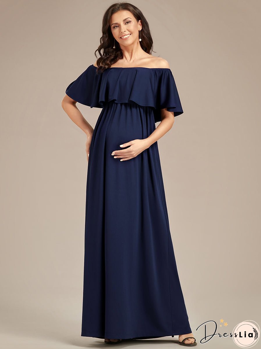 Off Shoulder Pleated A Line Wholesale Maternity Dresses