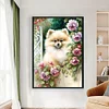 Flowers Pomeranian-11CT Counted Cross Stitch 40*60cm/15.75*23.62in(Big Size)