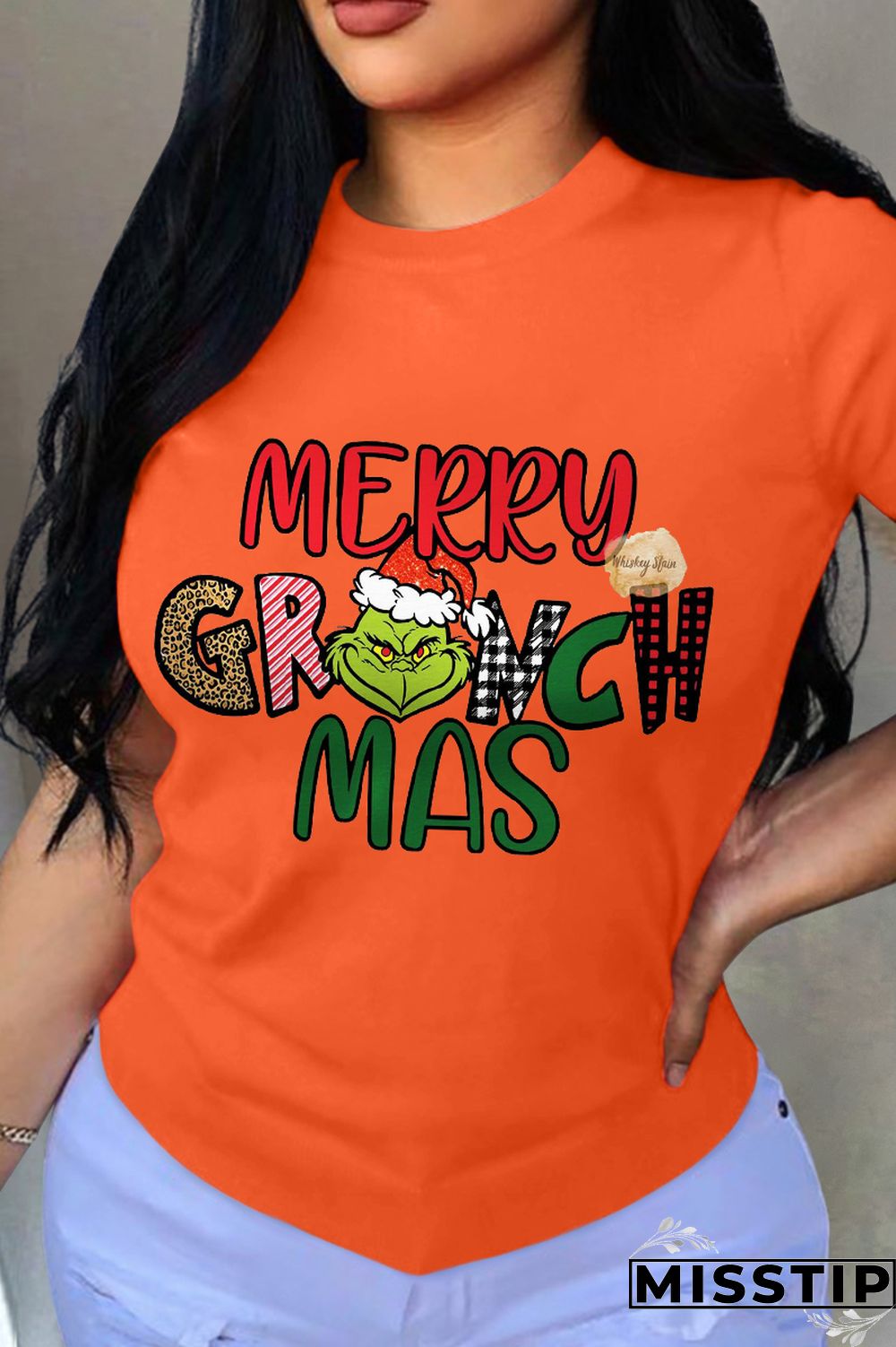 Orange Party Cute Print Letter O Neck T-Shirts