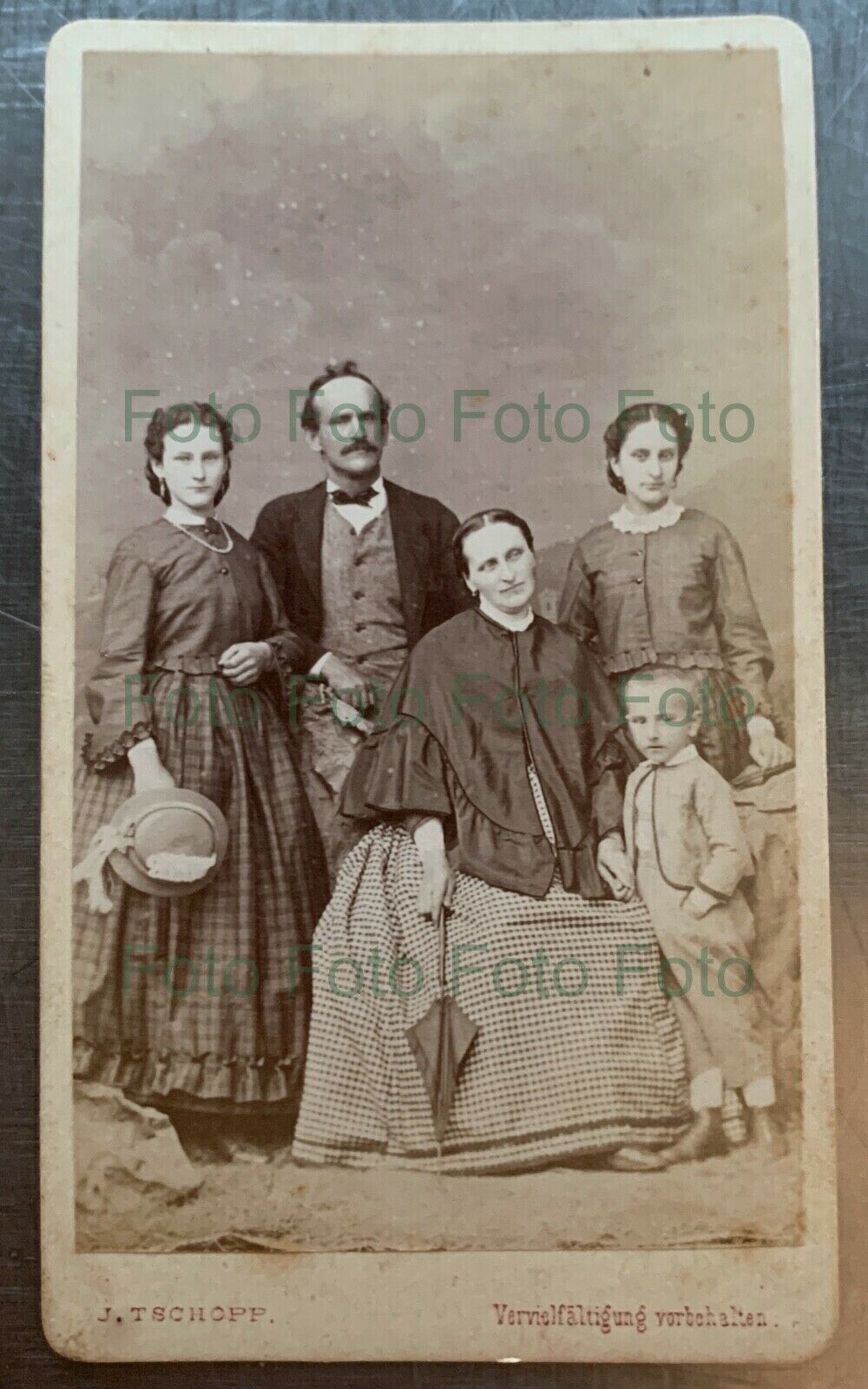 CDV Photo Poster painting Family Lip Photo Poster paintinggraphy Tschopp Graz Austria (oy-102