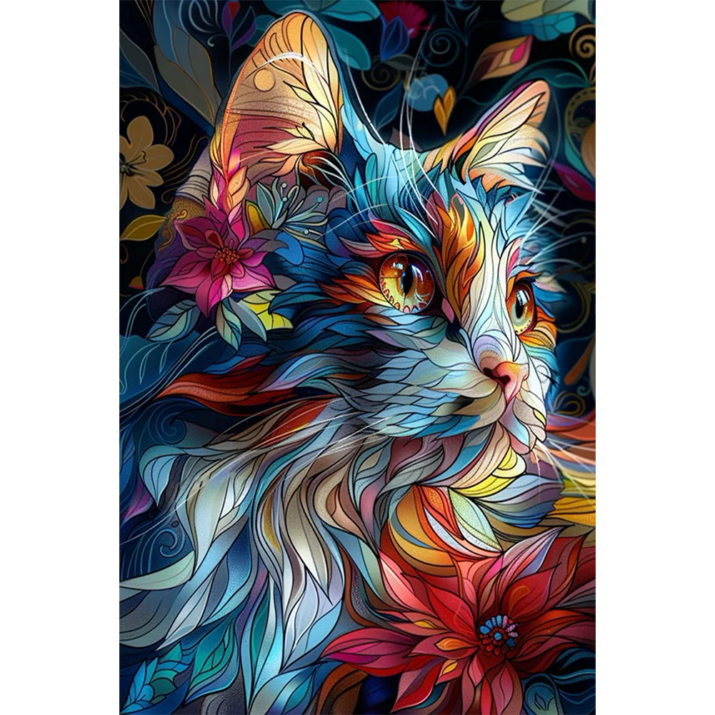 Full Round Diamond Painting - Flower Cat(Canvas|40*60cm)