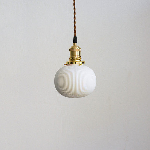 Sj?borre Art Deco White Glass Shade Brass Fitting Pendant Light