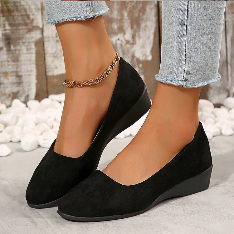 Sapatos elegantes, leves e antiderrapantes de salto baixo em cunha