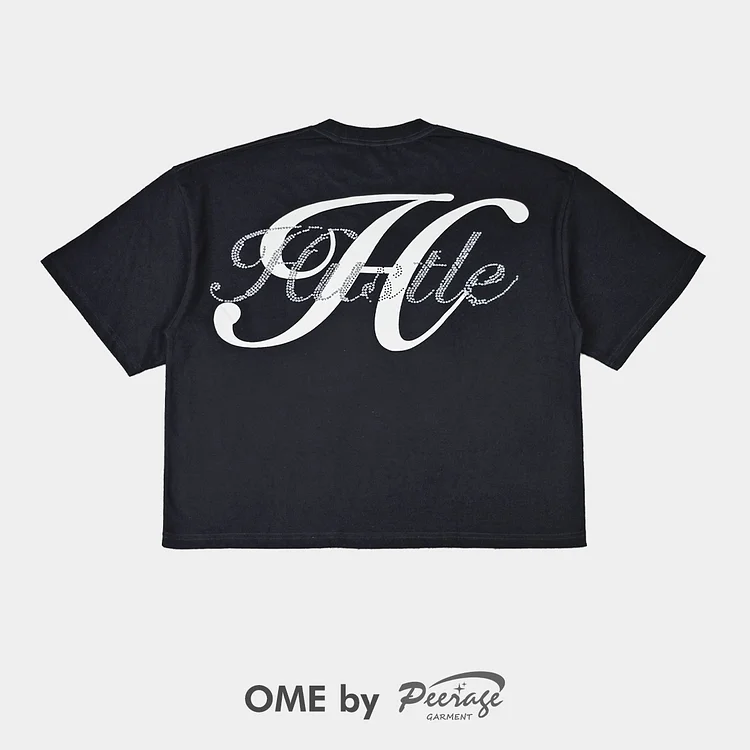 Custom Print Rhinestone Boxy T-Shirt