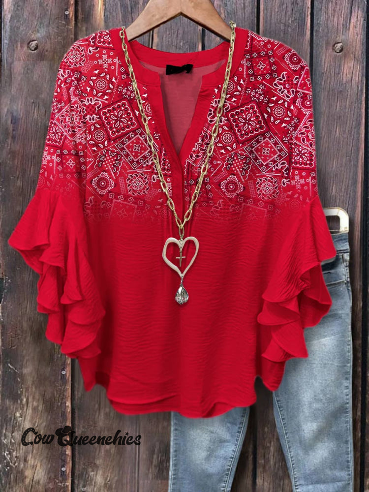 Women&rsquo;s Paisley Print Casual Cotton And Linen Shirt Multicolor / S