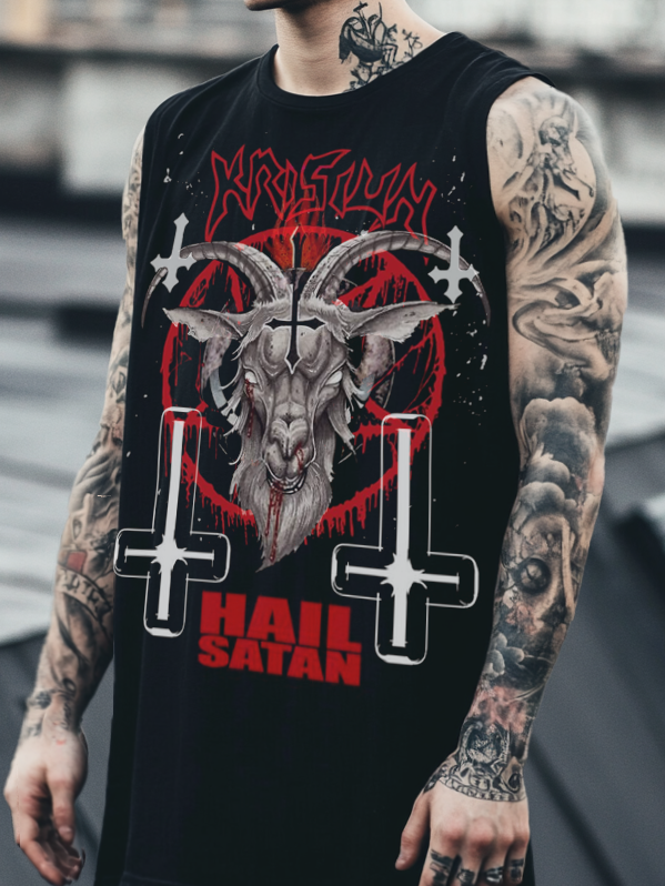Art Satanic Devil Hail Satan Casual Vest