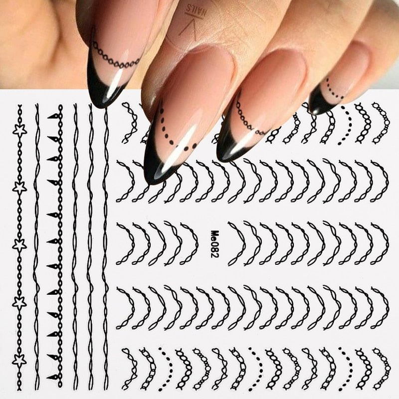 1PC Sliver Striping Tape 3D Nail Stickers Laser Geometry Lines Slider For Nails Gel Polish Decals For Manicures Decoration