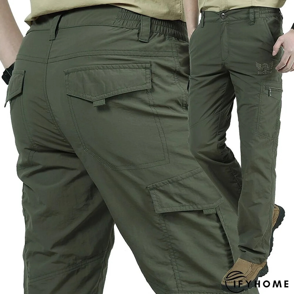 Men's Cargo Pants Hiking Pants Trousers Tactical Pants Military Summer Outdoor Ripstop Breathable Water Resistant Quick Dry Pants / Trousers Bottoms 6 Pockets Elastic Waist Black Army Green Hunting | IFYHOME