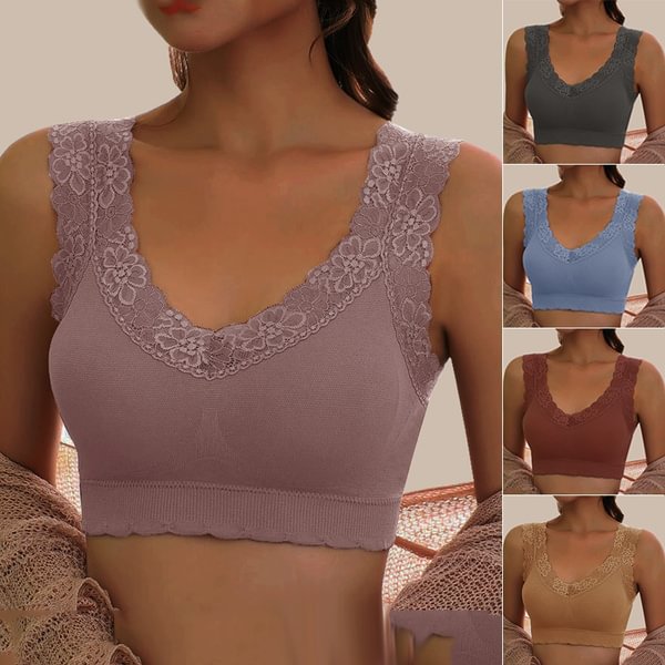Women Fashion Lace Floral Edge Bralette Tops V-neck Sleeveless Tank Tops Crop Top Bra Ladies Camisole Vest Beauty Back Brassiere Femme - Life is Beautiful for You - SheChoic