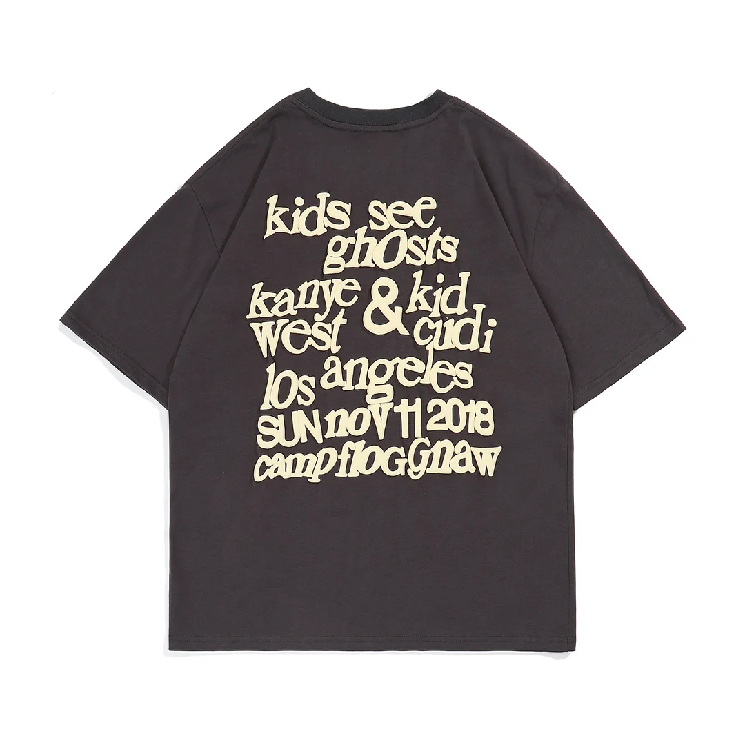 KANYE West KSG Graffiti Print Loose Short Sleeve T-Shirt