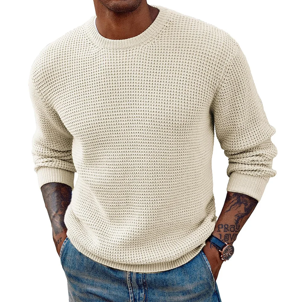 Uveng Uveng Solid Color Round Neck Sweater Jumper Sweater Men's Long Sleeve Jumper Sweater Top