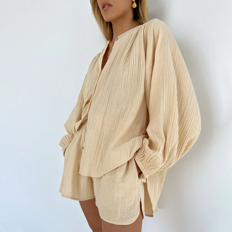 Rotimia Summer shirt slit shorts two piece set